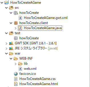 不要なファイル、パッケージを削除した場合のGWT Application Projectの構成